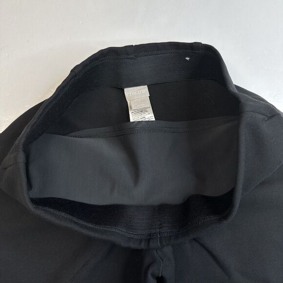 Chicos Ponte Knit Ankle Pants 1 (US 8/Medium) Black Stretch Pull On Slimming EUC - Picture 4 of 8